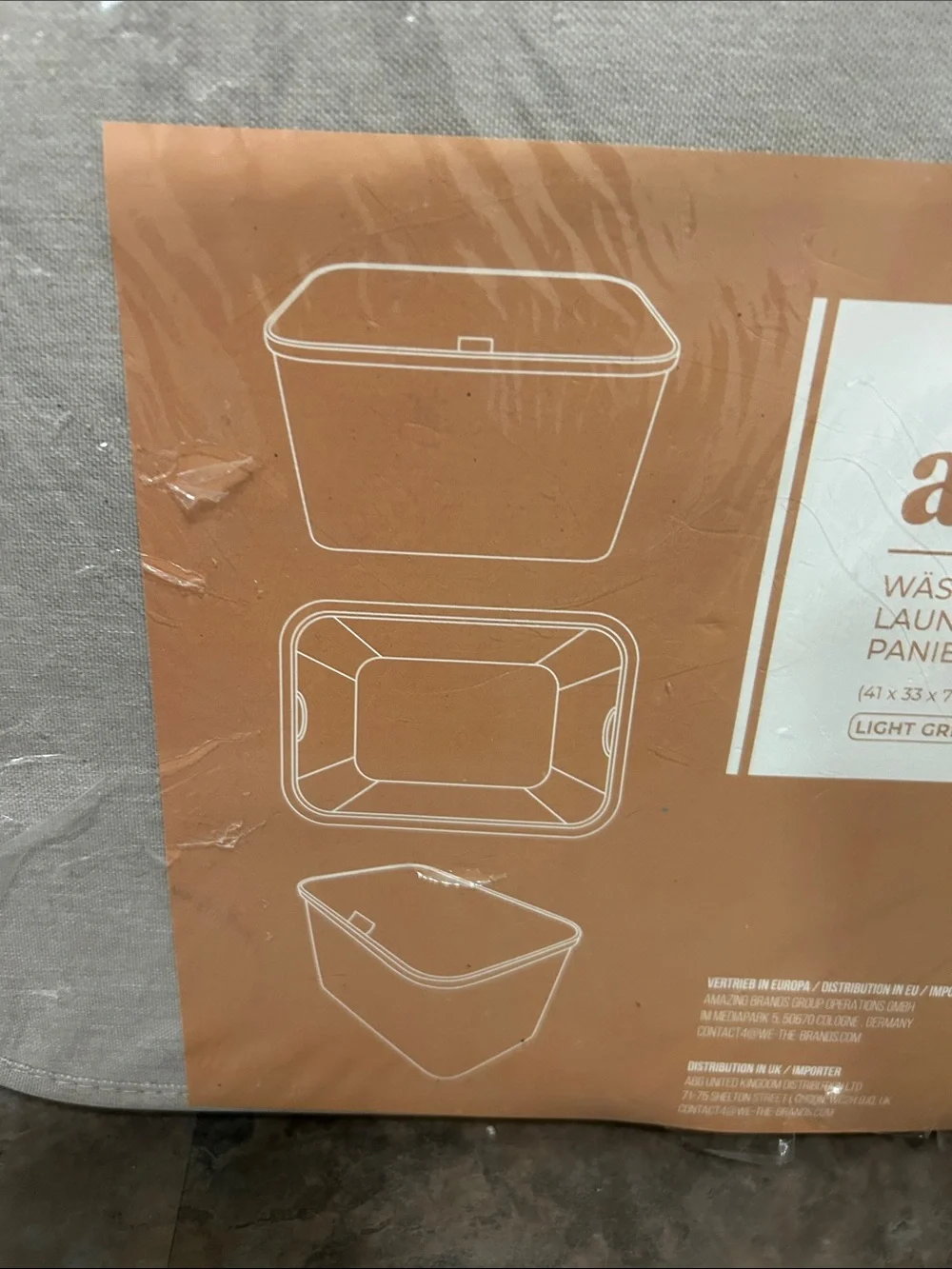 ADRIAN Cloth Fabric Light Gray Laundry Basket & Lid BRAND NEW FACTORY SEALED